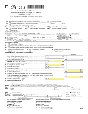 Alabama Business Privilege Tax Return