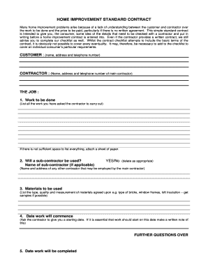 Home Improvement Standard Contract