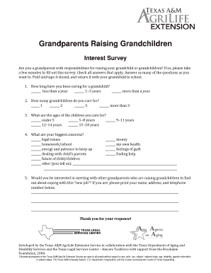 Grandparents Raising Grandchildren Interest Survey