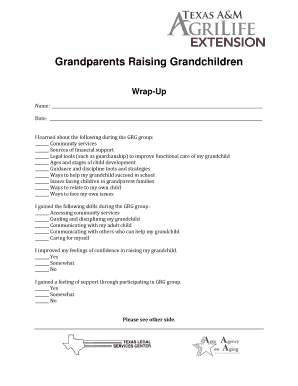 Grandparents Raising Grandchildren Wrap-Up Form