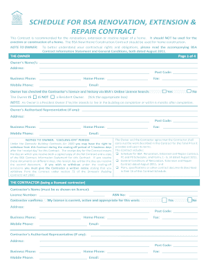 BSA Renovation Extension and Repair Contract