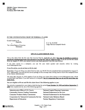 Kandel v. U.S. Opt-In Claim Form