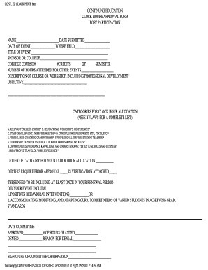 Continuing Education Clock Hours Approval Form