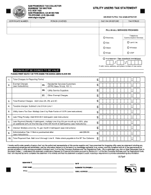 San Francisco Utility Users Tax Statement