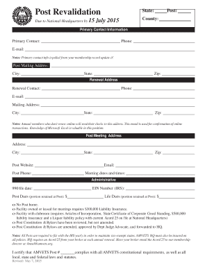 AMVETS Post Revalidation Form