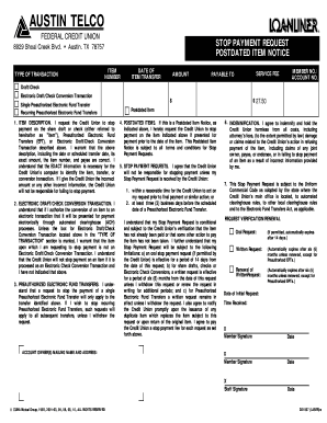 Stop Payment Request Form