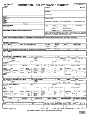 Commercial Policy Change Request Form