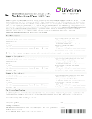 Health Reimbursement Account Mandatory Second Payer Form