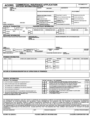 Commercial Insurance Application Form