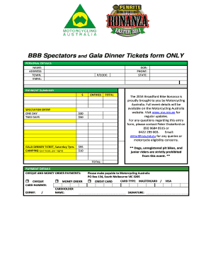Broadford Bike Bonanza Spectator and Gala Dinner Ticket Form