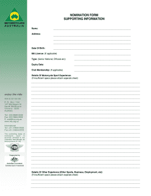 Motorcycling Australia Nomination Form