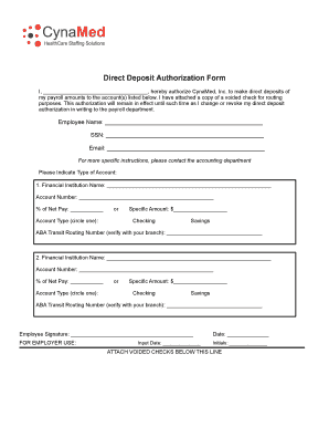 Direct Deposit Authorization Form