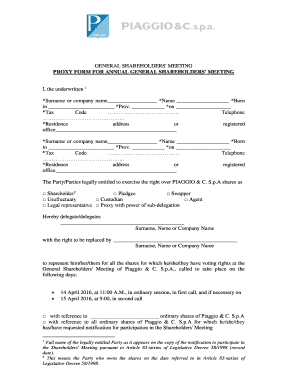 Proxy Form for Piaggio Shareholders' Meeting