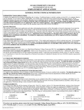 Government of Guam Employment Application