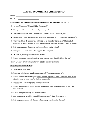 Please answer the following questions to determine if you qualify for the EITC