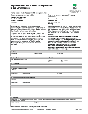 Application for a D-Number for Land Register