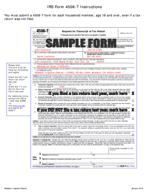 IRS Form 4506-T Instructions