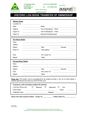 Historic Log Book Transfer of Ownership