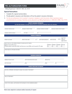 Pre-Authorization Form for Genetic Testing