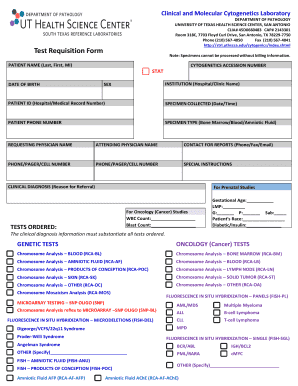Cytogenetics Test Requisition Form