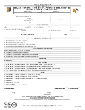 DECLARACIÓN BIMESTRAL DE RETENCIONES Y AUTORETENCIONES DEL IMPUESTO DE INDUSTRIA Y COMERCIO Y COMPLEMENTARIOS