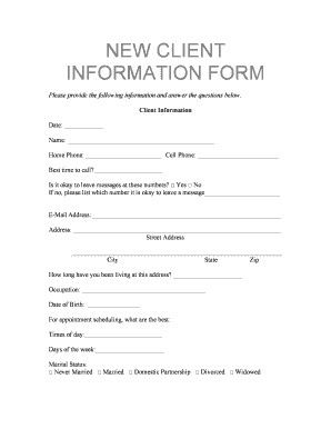 New Client Information Form