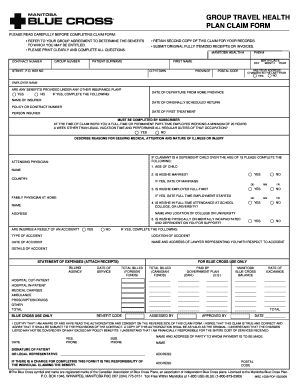 Group Travel Health Plan Claim Form