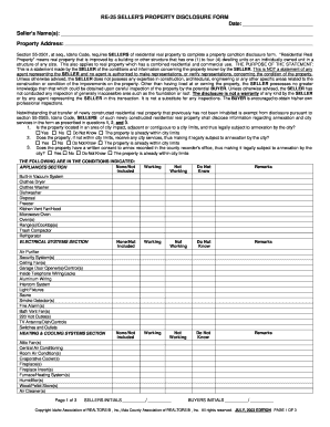 Idaho Seller's Property Disclosure Form