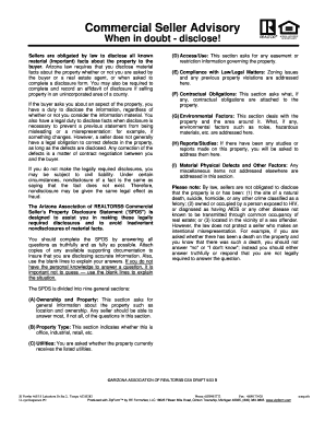 Arizona Commercial Seller Property Disclosure Statement