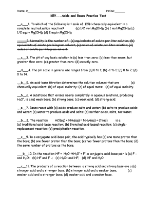 Acids and Bases Practice Test