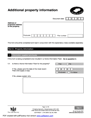 TA11 Additional Property Information Form