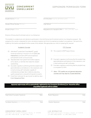 Sophomore Permission Form