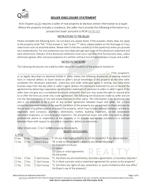 Seller Disclosure Statement