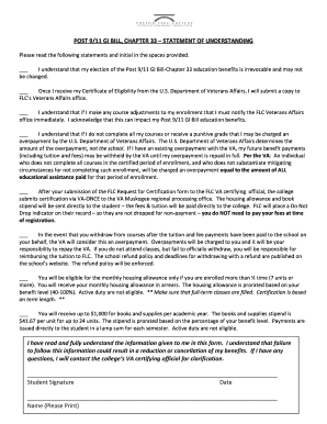 Post 9/11 GI Bill Statement of Understanding