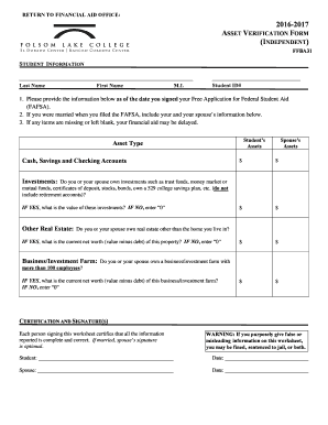 2016-2017 Asset Verification Form
