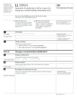 LLP Statement of Satisfaction in Full or in Part of a Charge