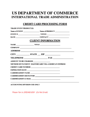 Credit Card Processing Form
