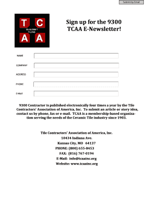 TCAA E-Newsletter Signup Form