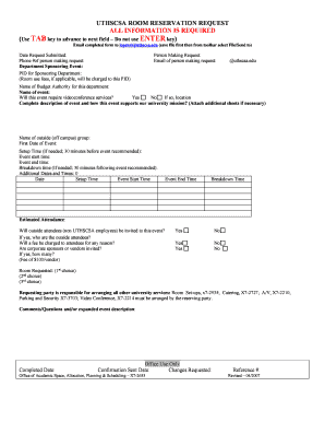 UTHSCSA Room Reservation Request