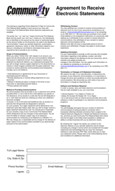 Agreement to Receive Electronic Statements