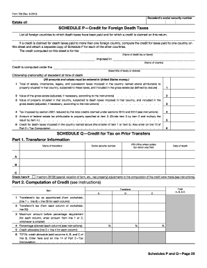 Form 706 Schedule P Credit for Foreign Death Taxes