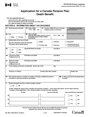 Canada Pension Plan Death Benefit Application
