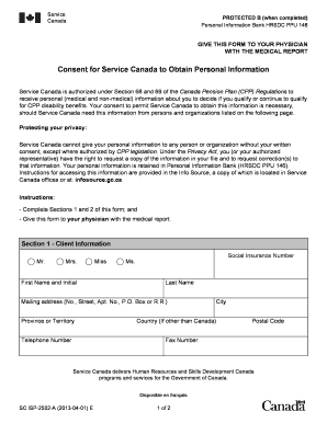 Consent for Service Canada Medical Information