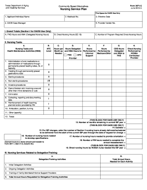Texas Nursing Service Plan Form 3671-C