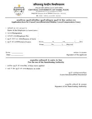 Casual Leave Application Form