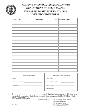 Massachusetts Firearms Safety Course Verification