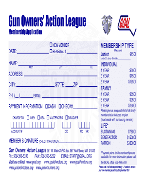 Gun Owners' Action League Membership Application