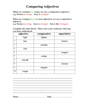 Comparing Adjectives Worksheet