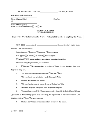 Kansas Divorce Decree Without Children