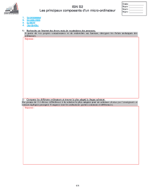 Formulaire d'étude des composants informatiques